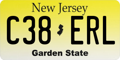 NJ license plate C38ERL