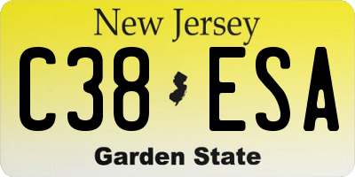 NJ license plate C38ESA