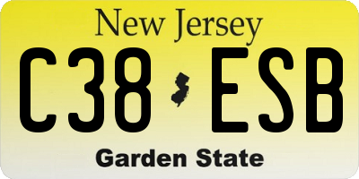 NJ license plate C38ESB