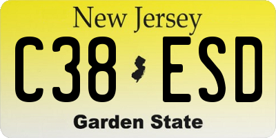 NJ license plate C38ESD