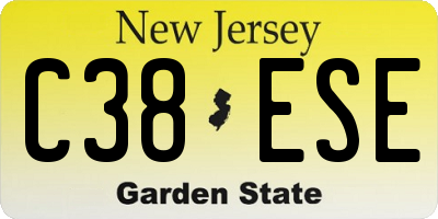 NJ license plate C38ESE
