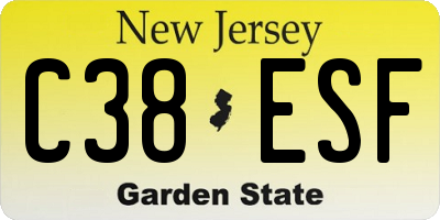 NJ license plate C38ESF