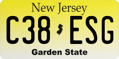 NJ license plate C38ESG