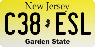 NJ license plate C38ESL