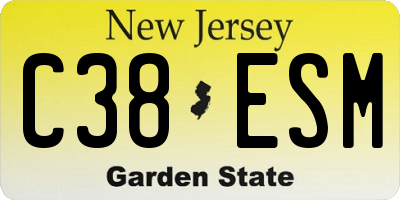 NJ license plate C38ESM