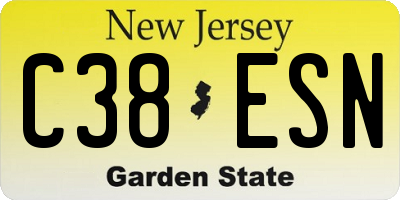 NJ license plate C38ESN