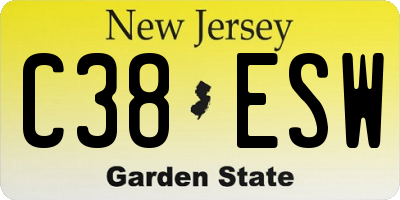 NJ license plate C38ESW