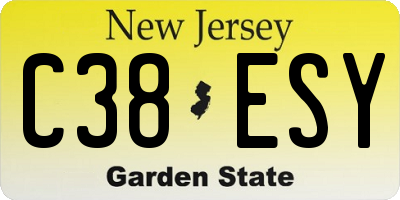 NJ license plate C38ESY