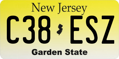 NJ license plate C38ESZ