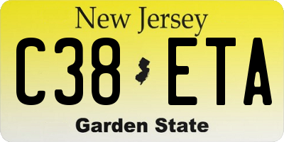 NJ license plate C38ETA