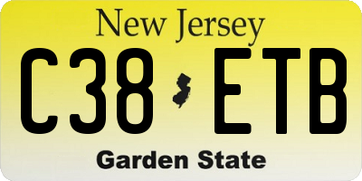 NJ license plate C38ETB