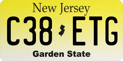 NJ license plate C38ETG