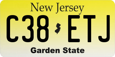 NJ license plate C38ETJ