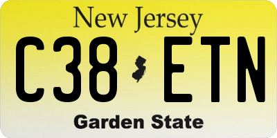 NJ license plate C38ETN
