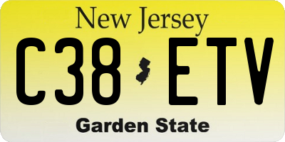 NJ license plate C38ETV