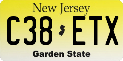 NJ license plate C38ETX