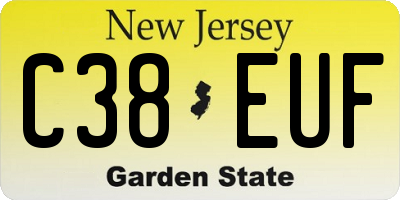 NJ license plate C38EUF
