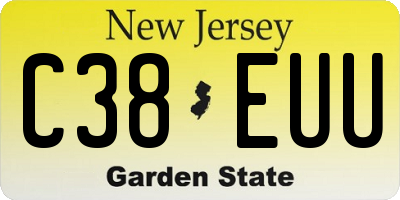 NJ license plate C38EUU