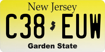 NJ license plate C38EUW