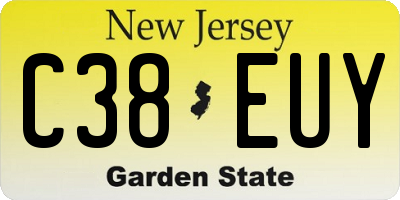 NJ license plate C38EUY