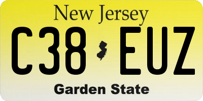 NJ license plate C38EUZ
