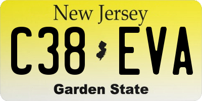 NJ license plate C38EVA