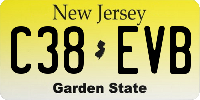 NJ license plate C38EVB