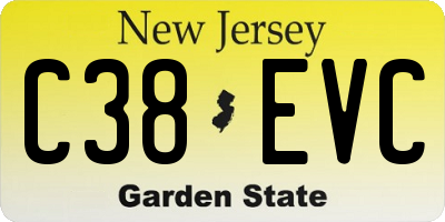 NJ license plate C38EVC