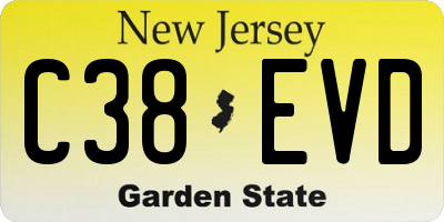 NJ license plate C38EVD