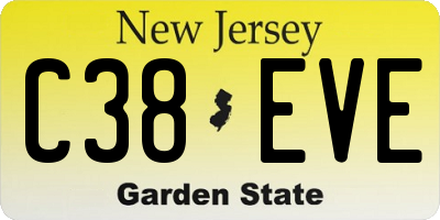 NJ license plate C38EVE