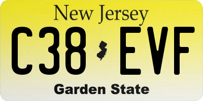 NJ license plate C38EVF