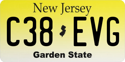 NJ license plate C38EVG