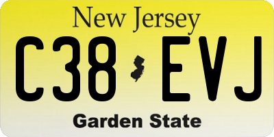 NJ license plate C38EVJ