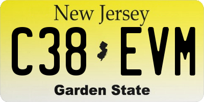 NJ license plate C38EVM