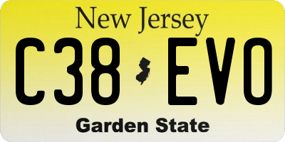 NJ license plate C38EVO