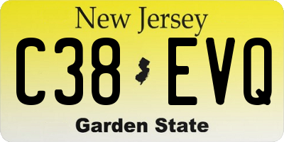 NJ license plate C38EVQ
