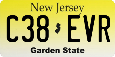 NJ license plate C38EVR