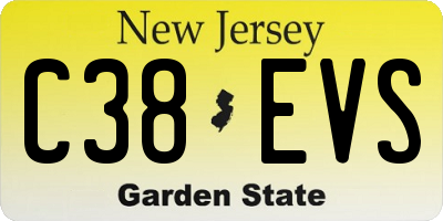 NJ license plate C38EVS