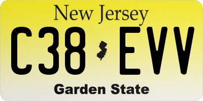 NJ license plate C38EVV