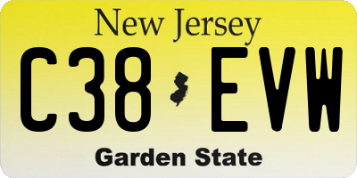 NJ license plate C38EVW