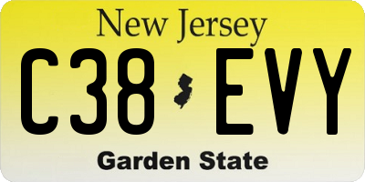 NJ license plate C38EVY