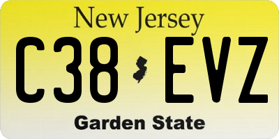 NJ license plate C38EVZ