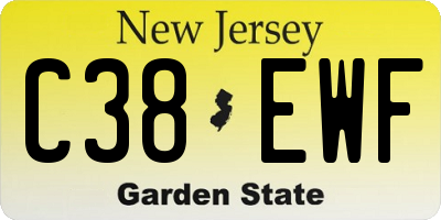 NJ license plate C38EWF