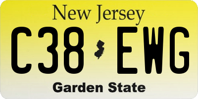NJ license plate C38EWG