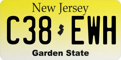 NJ license plate C38EWH