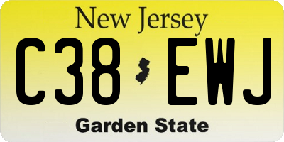 NJ license plate C38EWJ