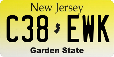 NJ license plate C38EWK