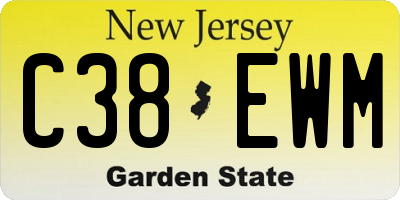 NJ license plate C38EWM