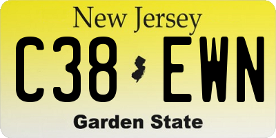 NJ license plate C38EWN