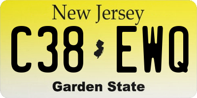 NJ license plate C38EWQ